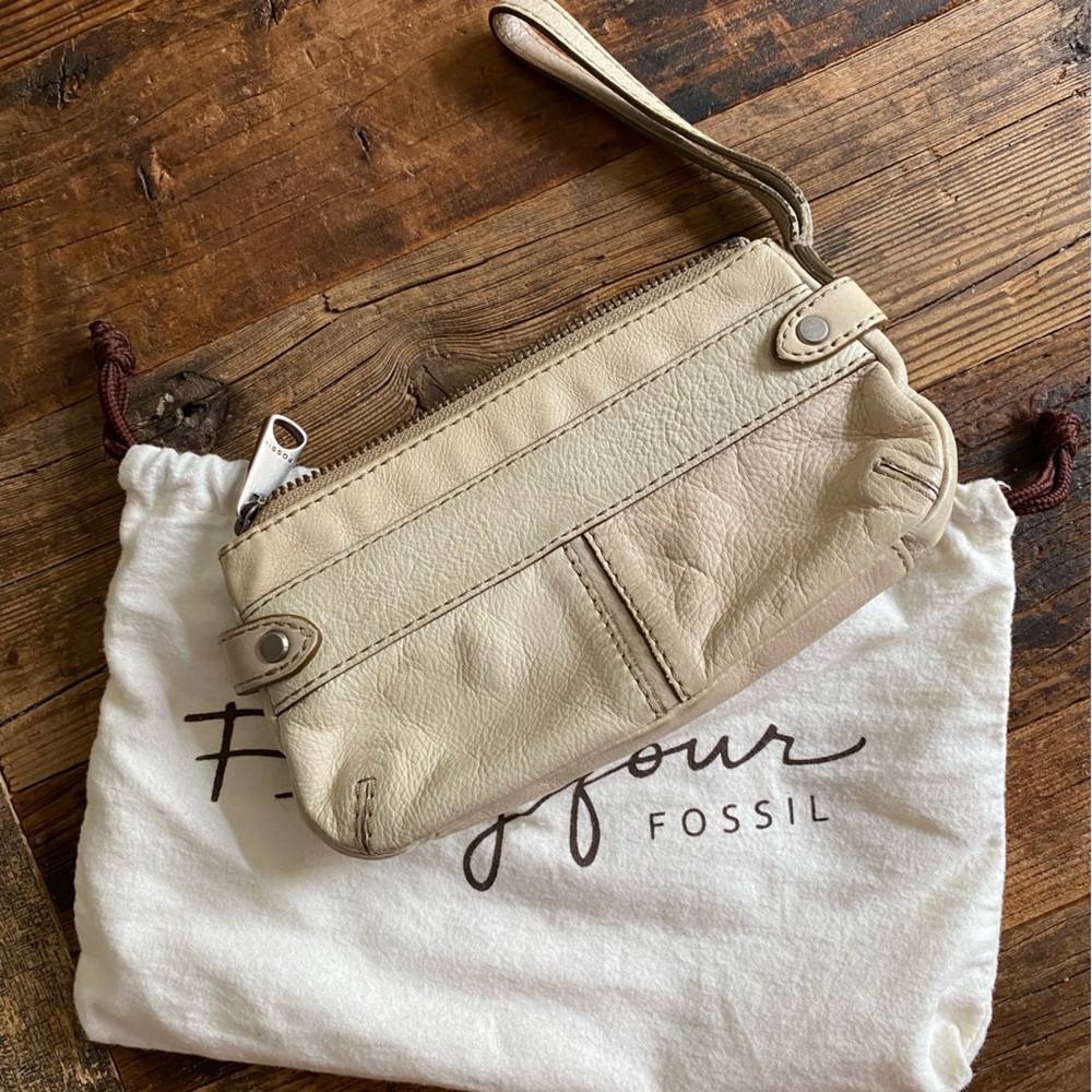 Fossil leather clutch